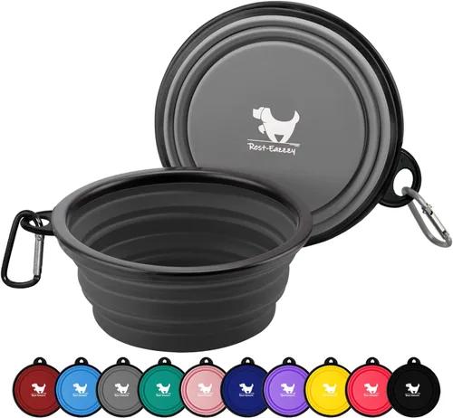 Rest-Eazzzy - Tazones plegables grandes para perros 1000 ml, 2 unidades de fuente de agua portátil para perros, gatos, mascotas, plato plegable para