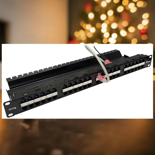 Vista 3 de R.J. Enterprises® -HDPP-48-C6A (48 puertos- en una U)-Sin punzón-10G, alta densidad, corte 50% espacio, 90% tiempo, alimentación, panel de conexión