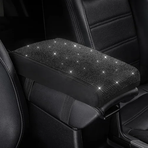 SEG Direct - Funda brillante de diamante para consola central de automóvil, cubierta de apoyabrazos de coche, almohadilla de espuma viscoelástica
