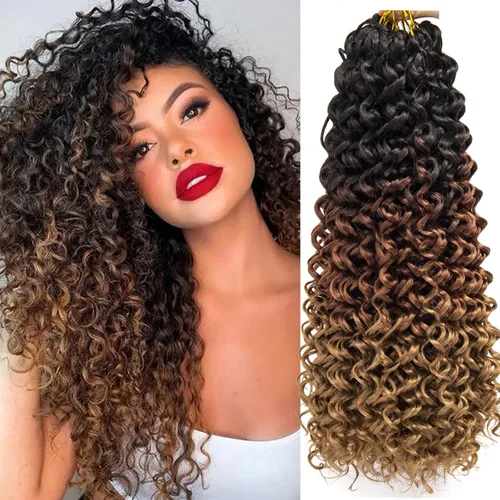 Vista 38 de 8 Paquetes de Cabello Rizado con Ganchillo GoGo para Mujeres, Cabello Rizado con Ganchillo para Trenzas de Ola Profunda, Extensiones de Cabello