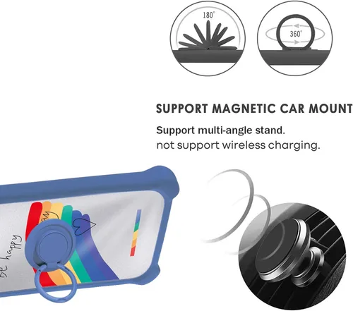 Vista 4 de jioeuinly Case Compatible with Celular Kalley Element 5+Plus Phone Case Cover [with Tempered Glass Screen Protector][Hard PC + Soft Silicone][Ring