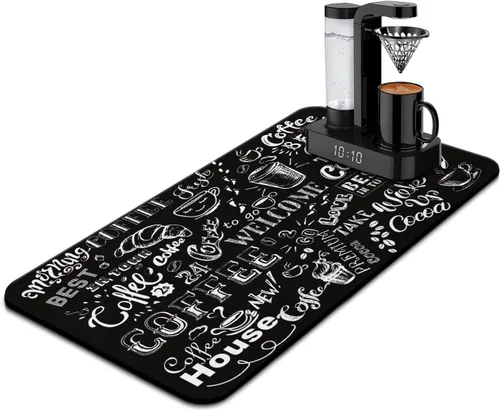 Vista 30 de Tapete de barra de café para encimeras 19inx12in, absorbente para ocultar las manchas, antideslizante, accesorios para bar de cafetería, cabe debajo