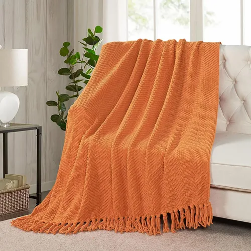 Vista 26 de Manta para sofá, funda de sofá suave de punto texturizado, manta de tweed con borlas de flecos para decoración del hogar, cama, sofá, silla, 50 x 60