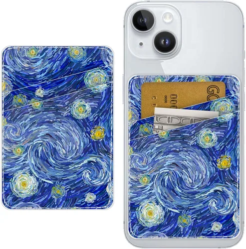 Vista 12 de Cartera de cuero para teléfono adhesiva, soporte para tarjetas para estuche de teléfono, billetera con adhesivo para tarjetas de crédito, adecuada