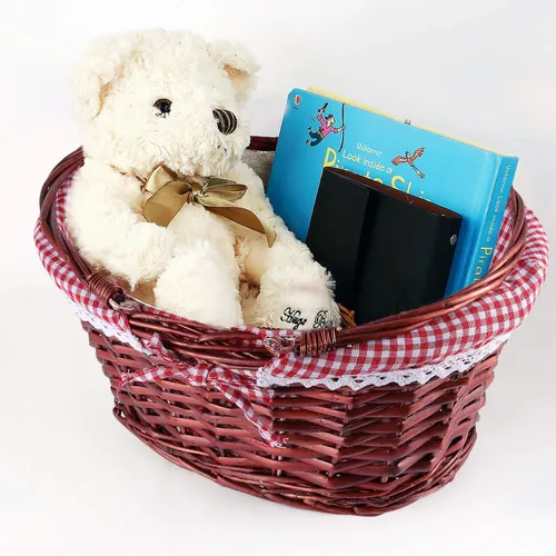 Vista 7 de KINJOEK Cesta tejida de mimbre, cesta multiusos de sauce natural con asa, forro de tela de algodón de lino de primera calidad para almacenamiento