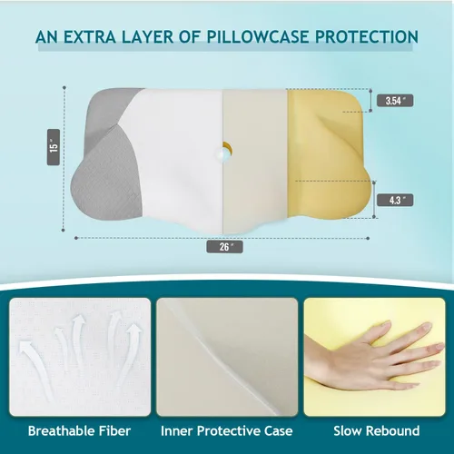 Vista 5 de Almohada cervical para el cuello, almohada cervical para aliviar el dolor de cuello, almohadas para dormir de lado para adultos, almohada cervical