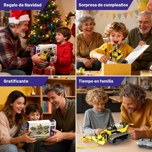 Vista 6 de LECPOP Kit de construcción de juguete de robot STEM 5 en 1, 452 piezas de bloques de ingeniería con aplicación y control remoto, juguetes robóticos