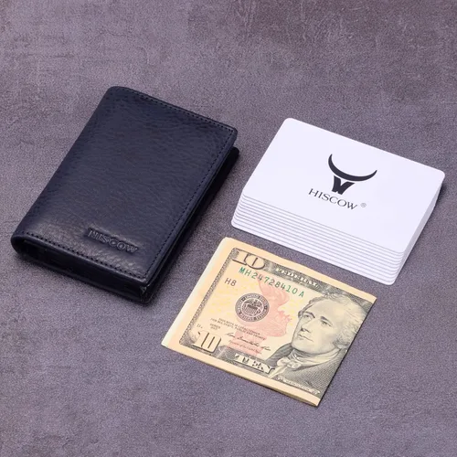 Vista 3 de Funda de piel para tarjetas de visita para hombres y mujeres, piel de becerro italiana