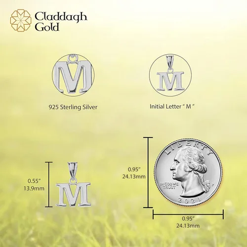Vista 4 de Colgante de plata de ley 925 con inicial personalizada, letra a elección