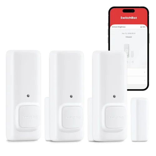 Vista 9 de SwitchBot Sensor de contacto de alarma de puerta – Alarma de ventana inalámbrica de seguridad inteligente para el hogar y sensor de puerta, añade