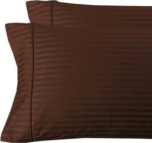 Vista 13 de sheetsnthings Juego de 2 fundas de almohada de 300 hilos, tamaño Queen, color negro a rayas