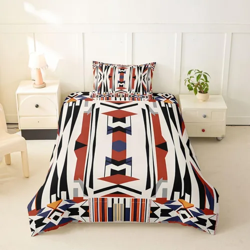 Vista 28 de Juego de ropa de cama bohemio occidental, tamaño Queen, funda de edredón azteca, funda de edredón étnica tribal con flecha, decoración de campo