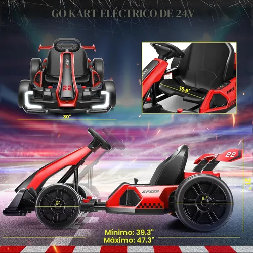 Vista 7 de Hikole Go Kart - Carrito eléctrico de 24 V para niños de 6 a 12 a 14 años Negro