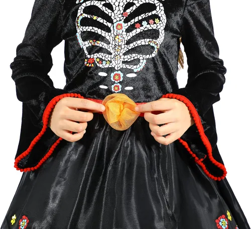 Vista 2 de Lingway Toys Disfraz del Día de los Muertos para niñas ideal para el Día de los Muertos