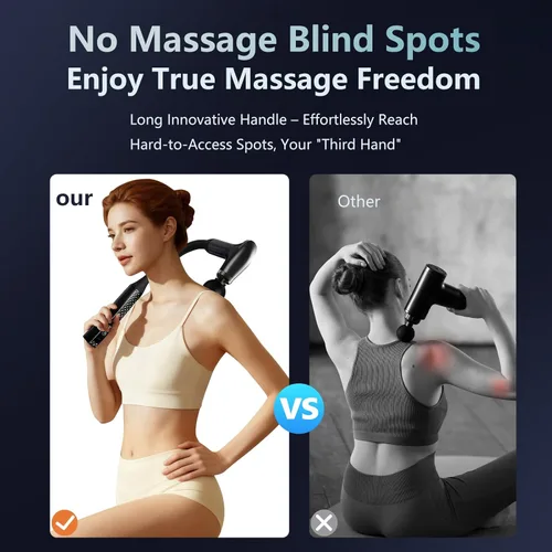 Vista 3 de Pistola de masaje con mango de extensión, herramienta masajeadora de espalda de mano, masajeador para dolor de cuello, piernas, hombros, 9