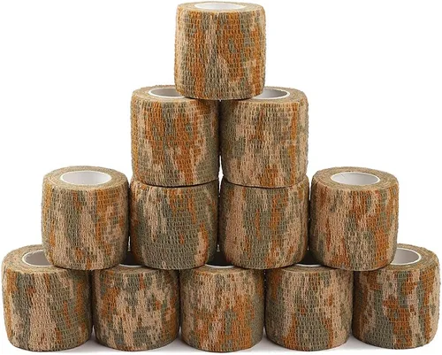 Vista 7 de Yoo & Main 12 rollos de cinta adhesiva de camuflaje autoadherente, vendaje cohesivo, envoltura de rifle, escopeta, camuflaje, cinta adhesiva