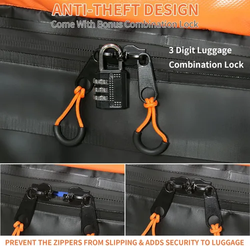 Vista 6 de Bolsa de carga para techo de automóvil de 21 pies cúbicos, 100% impermeable, resistente 840D, bolsa de carga para todo vehículo con/sin estantes