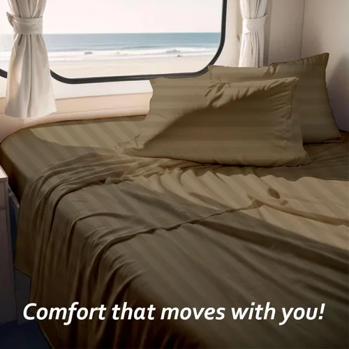 Vista 39 de Juego de sábanas para autocaravana tamaño individual (39 x 75) – 100% algodón egipcio, suave y refrescante, sábana bajera de 16 pulgadas