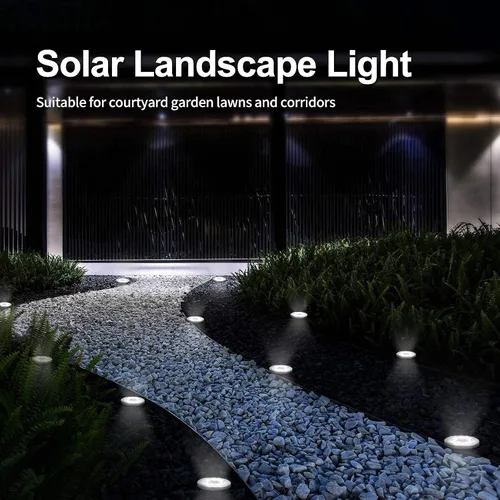 Vista 7 de Aogist - Luces solares de suelo, 8 luces solares LED para exteriores, luces de disco, luces de jardín, luces impermeables para patio, exteriores