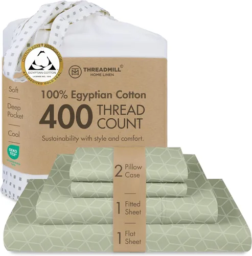 Vista 37 de Threadmill Juego de sábanas de algodón egipcio tamaño individual, sábanas 100% algodón egipcio certificado para cama de tamaño individual, juego