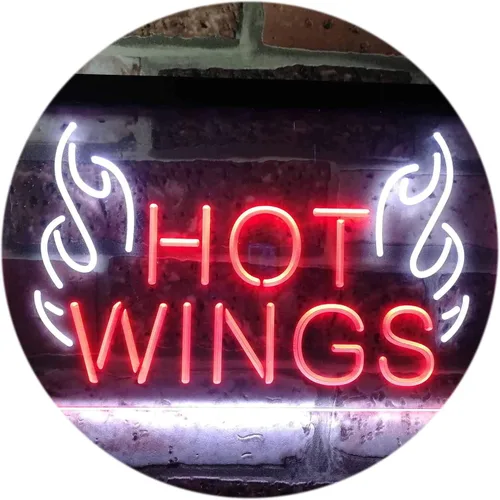 Vista 15 de ADVPRO Hot Wings Fast Food Shop Open Display Dual Color LED Neon Sign Blue & Red 12" x 8.5" st6s32-i3154-br