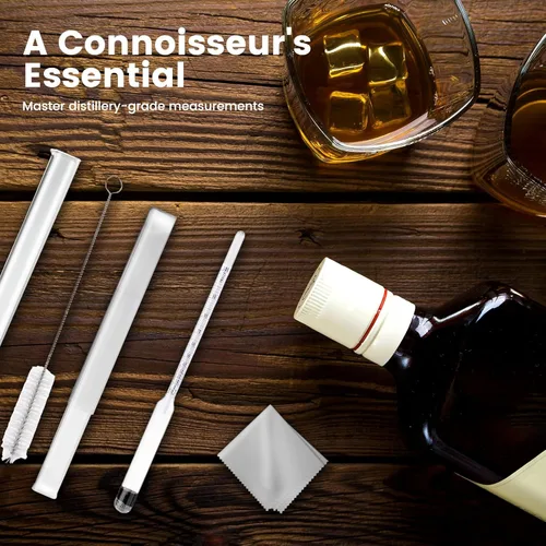 Vista 5 de Kit de medidor de alcohol hidrómetro, hidrómetro de alcohol 0-200 a prueba y tralle con tarro de prueba de hidrómetro, probador de hidrómetro a