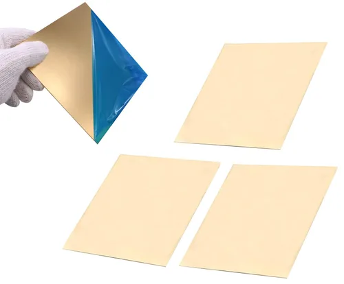 3 láminas de latón C280, 5.9 x 5.9 pulgadas, calibre 24 (0.02 pulgadas/0.020 in) de grosor, sin arañazos, película protectora en ambos lados