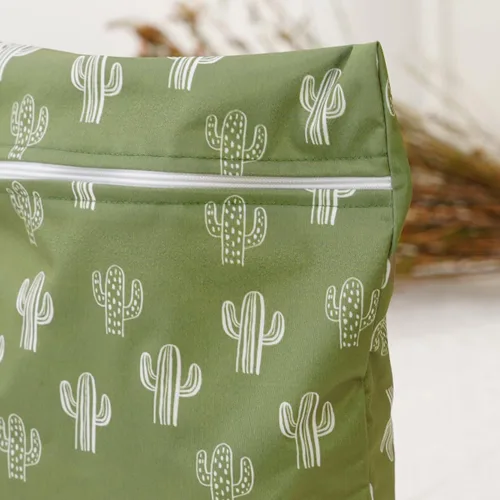 Vista 2 de Juego de 2 bolsas para artículos húmedos y secos para pañales de tela de bebé, reutilizables, lavables para cochecito, pañales, artículos