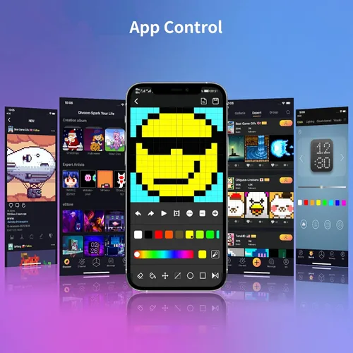 Vista 5 de Divoom Panel de visualización de píxeles de luz LED adecuado para barras de luz RGB, control inteligente de aplicación con animación genial