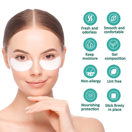 Vista 2 de 50 pares de almohadillas para debajo de los ojos, almohadilla de extensión de pestañas para extensiones de pestañas, parche de ojos de hidrogel