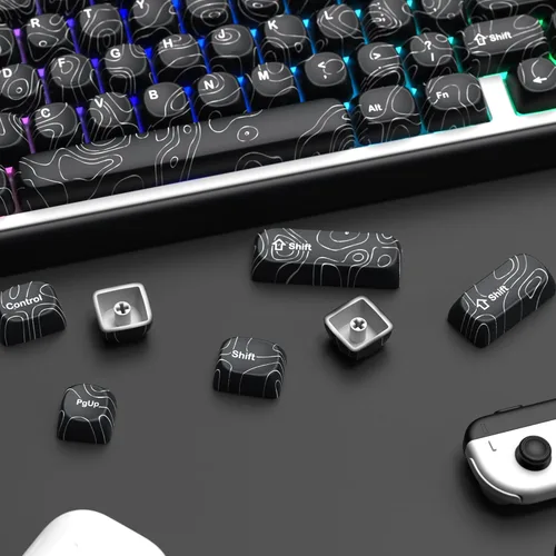 Vista 6 de dagaladoo Juego de teclas topográficas negras, perfil MOA PBT tapas 100 por ciento, teclado personalizado Dye-Sub de 129 teclas para teclado