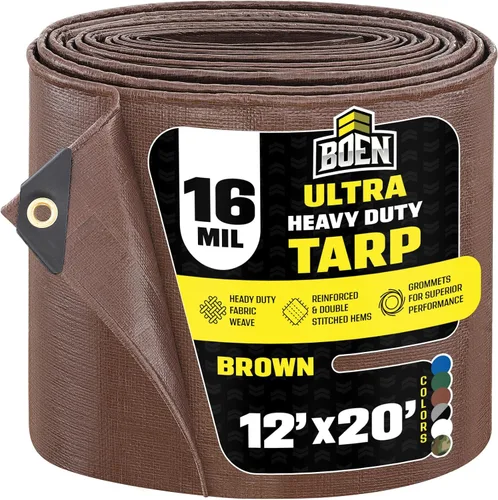 Vista 16 de Lona ultra resistente impermeable con cubierta grande Marrón, 4 x 20 pies / 0.630 in de grosor Lonas a prueba de rasgaduras Material de tejido