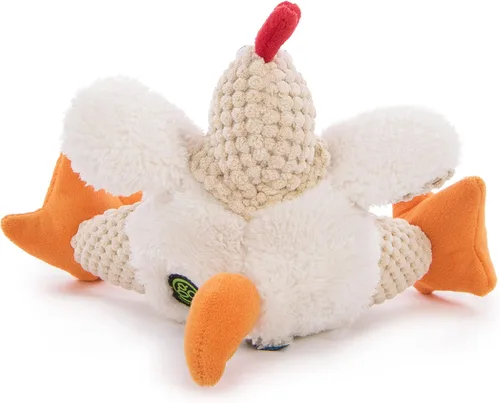 Vista 7 de goDog Checkers Fat Rooster - Juguete chirriante de peluche para perro, tecnología Chew Guard, color blanco, pequeño