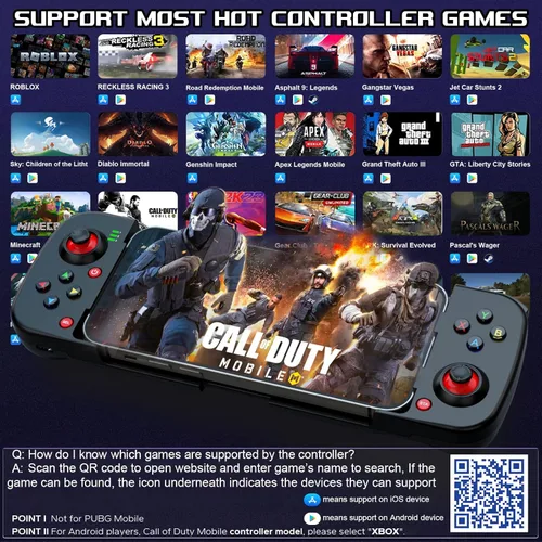 Vista 3 de Megadream Controlador de juego móvil Gamepad para iPhone iOS Android PC funciona con iPhone 161514131211, iPad, Samsung Galaxy, TCL, tableta, Call