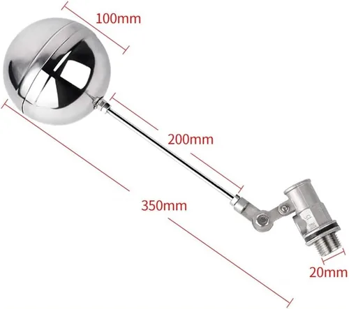 Vista 2 de 1pcs Adjustable Floating Ball Valve, 1/2inch 304 Stainless Steel Float Valve, Water Level Controller For Water Tank Towers
