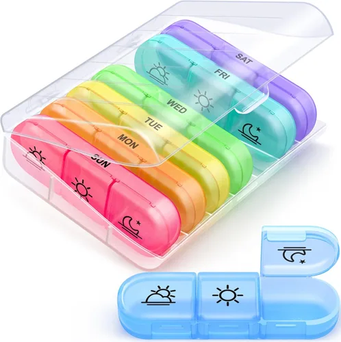 ZIKEE Weekly Pill Organizer 3 Times a Day, Compact Pill Box 7 Day with Roomy Pill Case and Sturdy Design for Managing Your Vitamins, Fish Oils,