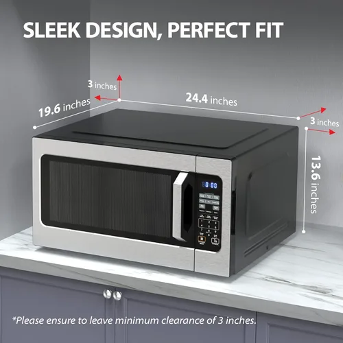 Vista 3 de Toshiba ML-EM62P(SS) - Horno microondas grande de sobremesa con sensor inteligente, 6 menús, descongelación automática, modo ECO, opción de silencio