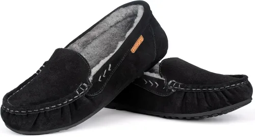 Vista 5 de Parfeying Mocasines de piel de oveja para mujer, mocasines estilo de conducción de espuma viscoelástica de gamuza de vaca