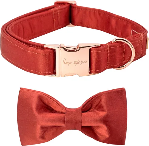 Vista 9 de Unique style paws Collar para perro, collar de seda verde con lazo, lazo suave, collar ajustable para mascotas, regalo para perros hembras o machos
