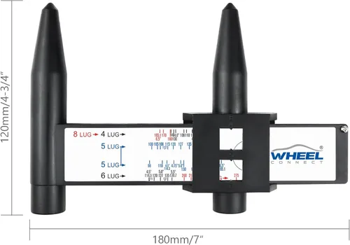 Vista 2 de WHEEL CONNECT Medidor PCD, herramienta de medición de patrón de pernos de rueda/llanta, regla PCD, pinza deslizante para 4 5 6 8 agujeros, estilo B