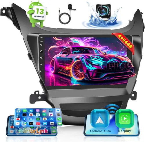 Vista 12 de [4+64G] Android 15 Estéreo de coche para Hyundai Elantra 2014-2016, Hikity 9 pulgadas IPS pantalla táctil Radio inalámbrico Carplay Android Auto