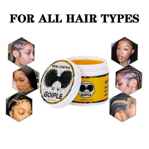Vista 6 de Goiple Cera de control de bordes para mujer, agarre fuerte, no grasa, gel de peinado de cera de borde de 4 onzas para mujeres negras, sin