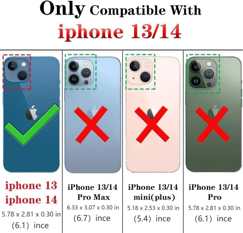 Vista 2 de HNHYGETE Funda para iPhone 13 con protector de pantalla, resistente y resistente contra caídas, cubierta trasera para iPhone 14 (negro)