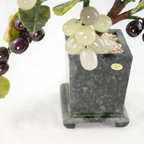 Vista 3 de Vintage chino tallado semi precioso uvas de piedra Bonsai árbol # 5942