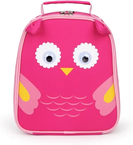 Vista 2 de yodo Bolsa de almuerzo aislada para niños con etiqueta de nombre, búho