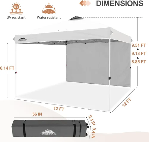 Vista 21 de EAGLE PEAK - Tienda de campaña desplegable con toldo, 1 pared lateral, fácil de montar, tienda para eventos, protección solar para exteriores, bolsa
