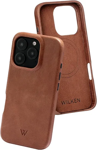 Vista 18 de Wilken - Funda de cuero delgada para teléfono compatible con iPhone 15 Pro, compatible con MagSafe y carga inalámbrica, funda de cuero de primera