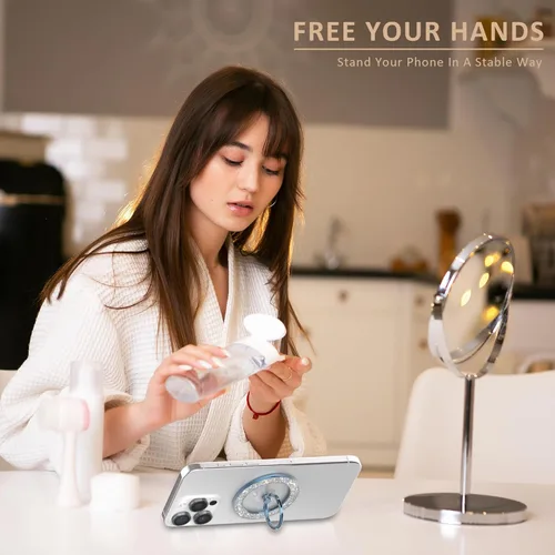 Vista 4 de Pikabo Soporte magnético para anillo de teléfono celular MagSafe compatible con iPhone 17, 16, 15, 14, 13, 12 Pro Max, accesorios MagSafe Android