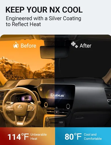 Vista 3 de Proadsy Parasol para parabrisas actualizado 2026, ajuste personalizado, Lexus NX 2022-2025 2026, 4 capas, plegable, protector de parasol frontal que