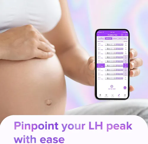Vista 3 de Premom Tiras de prueba de ovulación cuantitativas, kit de predictor de ovulación con aplicación de lector de ovulación digital inteligente, pruebas